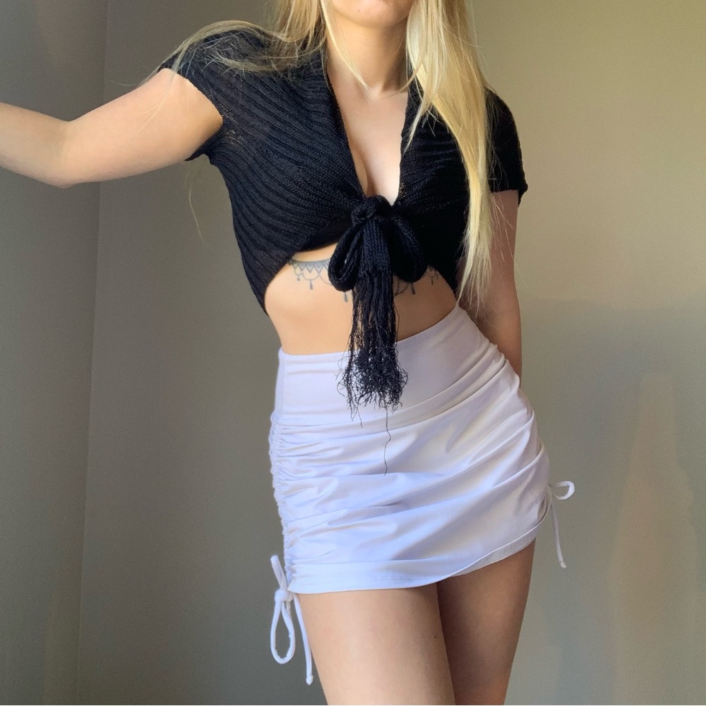 Small black crochet short sleeved wrap